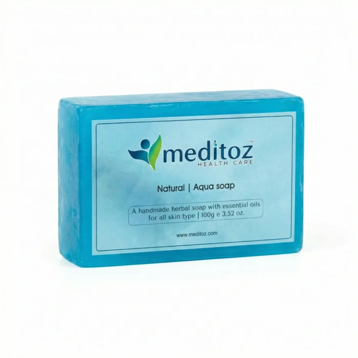Meditoz Natural Aqua Soap - Handmade Herbal Soap with Vitamin E, 100g